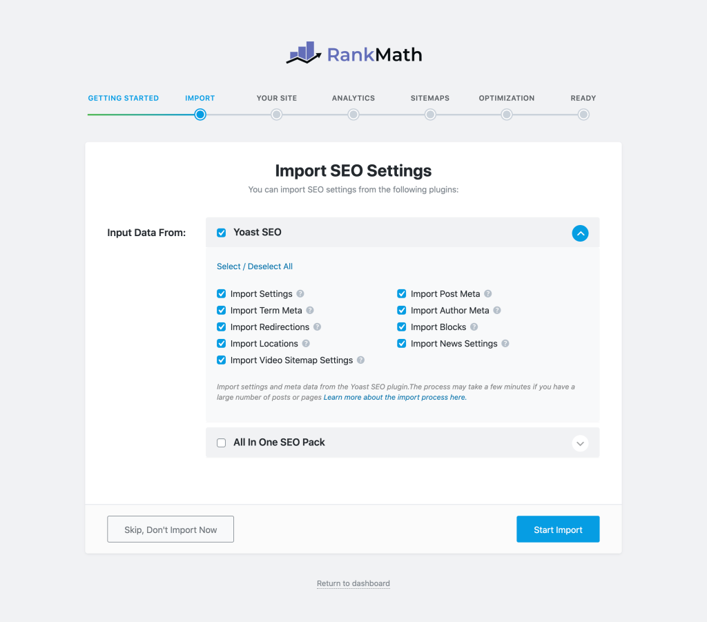 Rank Math Pro Setup Wizard